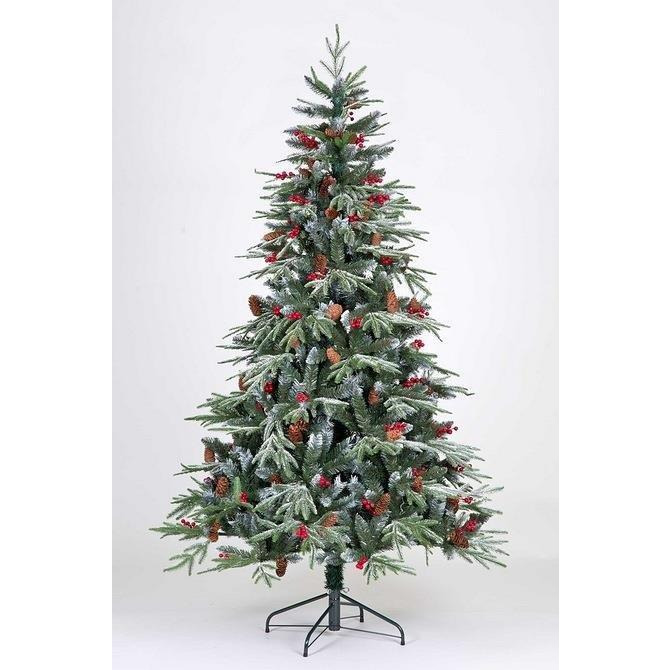 SnowTime Ontario 6ft Frost Flocked Christmas Tree With Pinecones & Berries - image 1