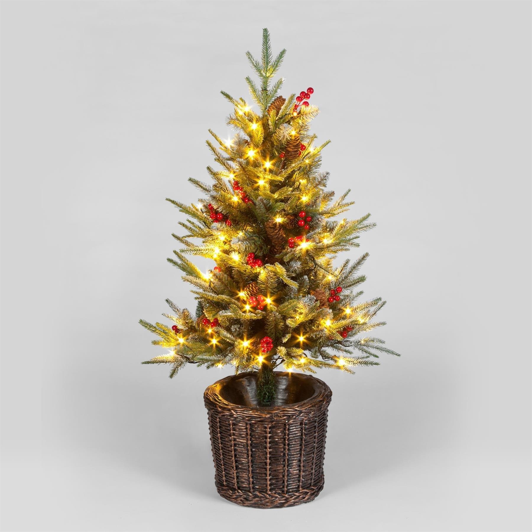 4ft Pre-Lit Ontario Christmas Tree in Basket w/ 100 LEDs