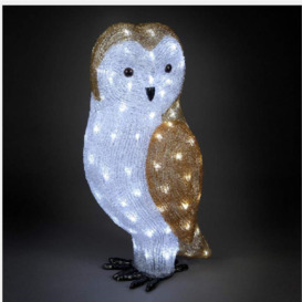 56cm Acrylic Owl With 100 Ice White LEDs