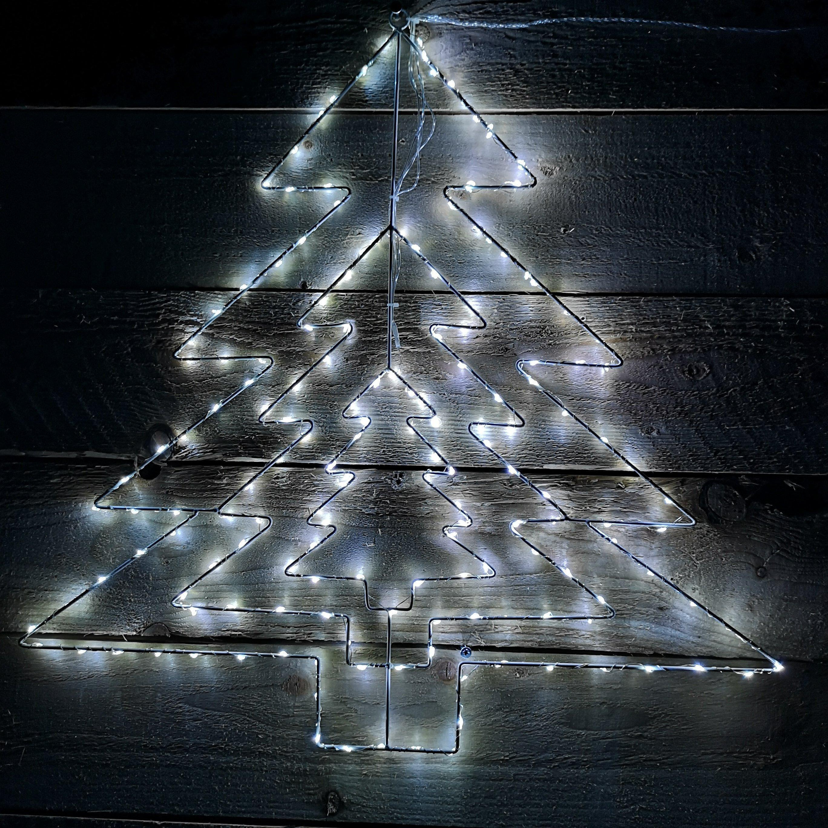 62cm Multi-function LED White Metal Frame Christmas Tree Silhouette Decoration - image 1