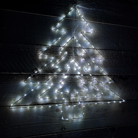 62cm Multi-function LED White Metal Frame Christmas Tree Silhouette Decoration - thumbnail 2