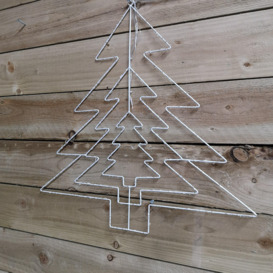 62cm Multi-function LED White Metal Frame Christmas Tree Silhouette Decoration - thumbnail 3