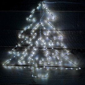 62cm Multi-function LED White Metal Frame Christmas Tree Silhouette Decoration - thumbnail 1