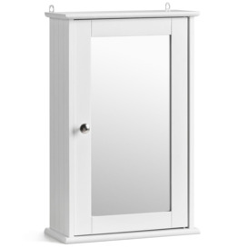 Bathroom Mirror Cabinet White Wooden Single Door Wall Mounted Unit Christow - thumbnail 1
