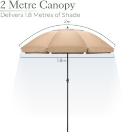 Portable Beach Parasol Tilting Garden Sunshade Umbrella UV Resistant 2m Christow - thumbnail 2