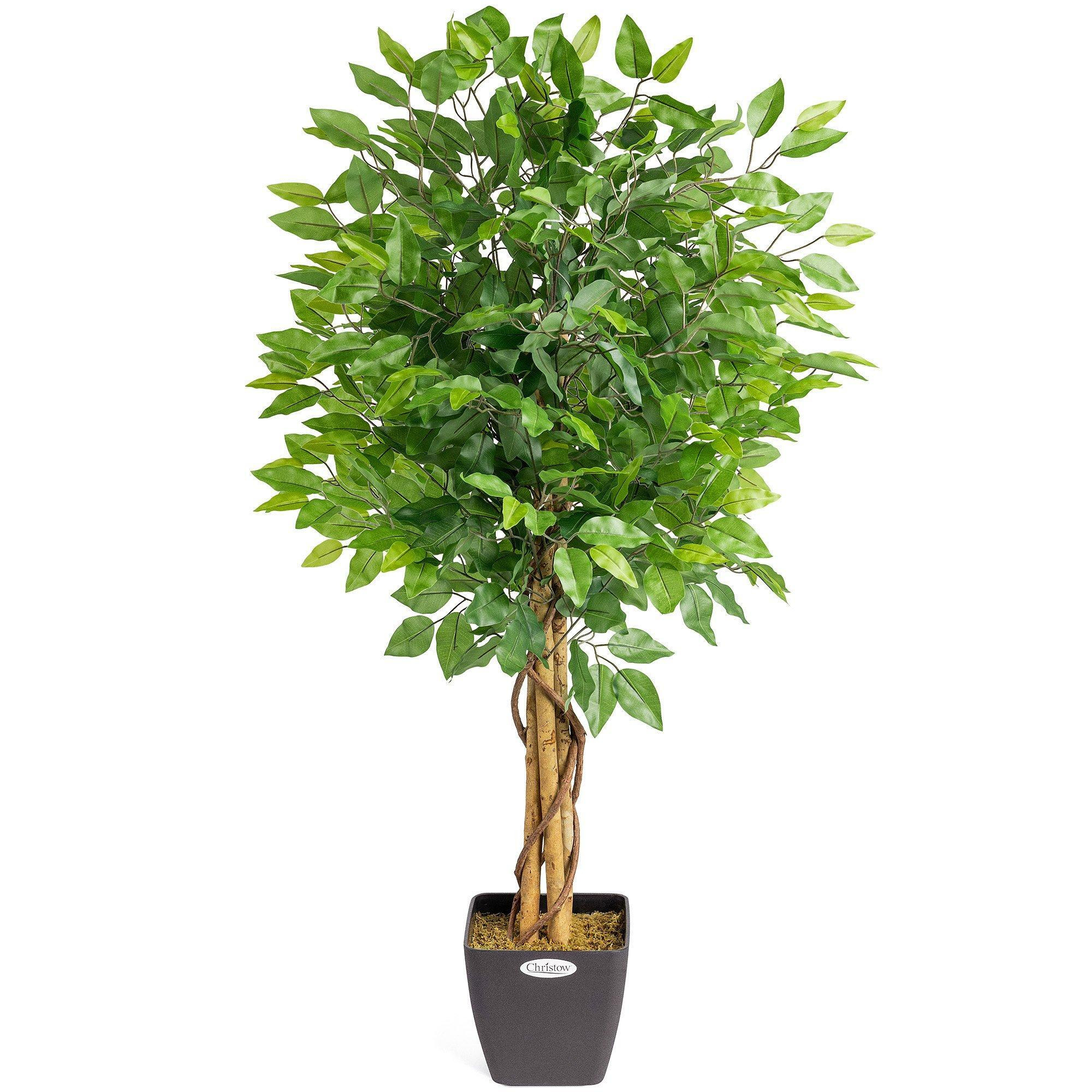 Artificial Ficus Tree Realistic Faux House Plant Decoration in Pot - image 1