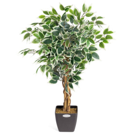 Artificial Variegated Ficus Tree Realistic Faux House Plant in Pot