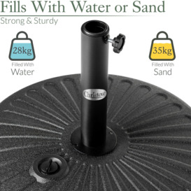 Plastic Parasol Base 35kg Round Garden Umbrella Holder Stand Water Sand Filled - thumbnail 3