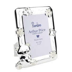 Bambino 'Teddy Bear' Silver Plated Photo Frame Holds 7 x 5 Inch Photo Luxury Children's Gift - thumbnail 1