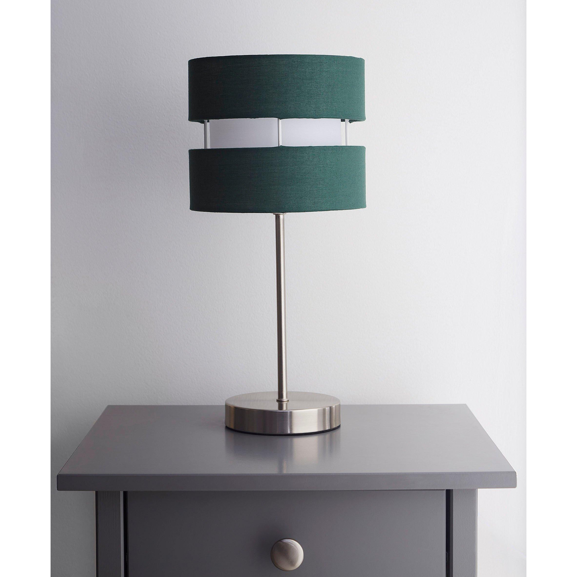 Table Lamp with Layer Fabric Light Shade Forest Green - image 1