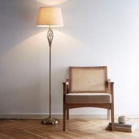Compton Antique Brass Floor Lamp and Lamp Shade - thumbnail 2