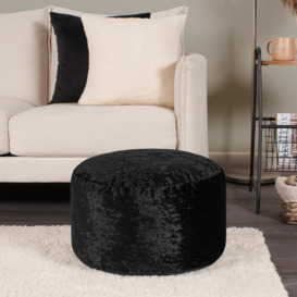 Footstool Round Crushed Velvet Cushion Seat Chair Pouffe Filled - thumbnail 1