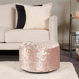 Footstool Round Crushed Velvet Cushion Seat Chair Pouffe Filled