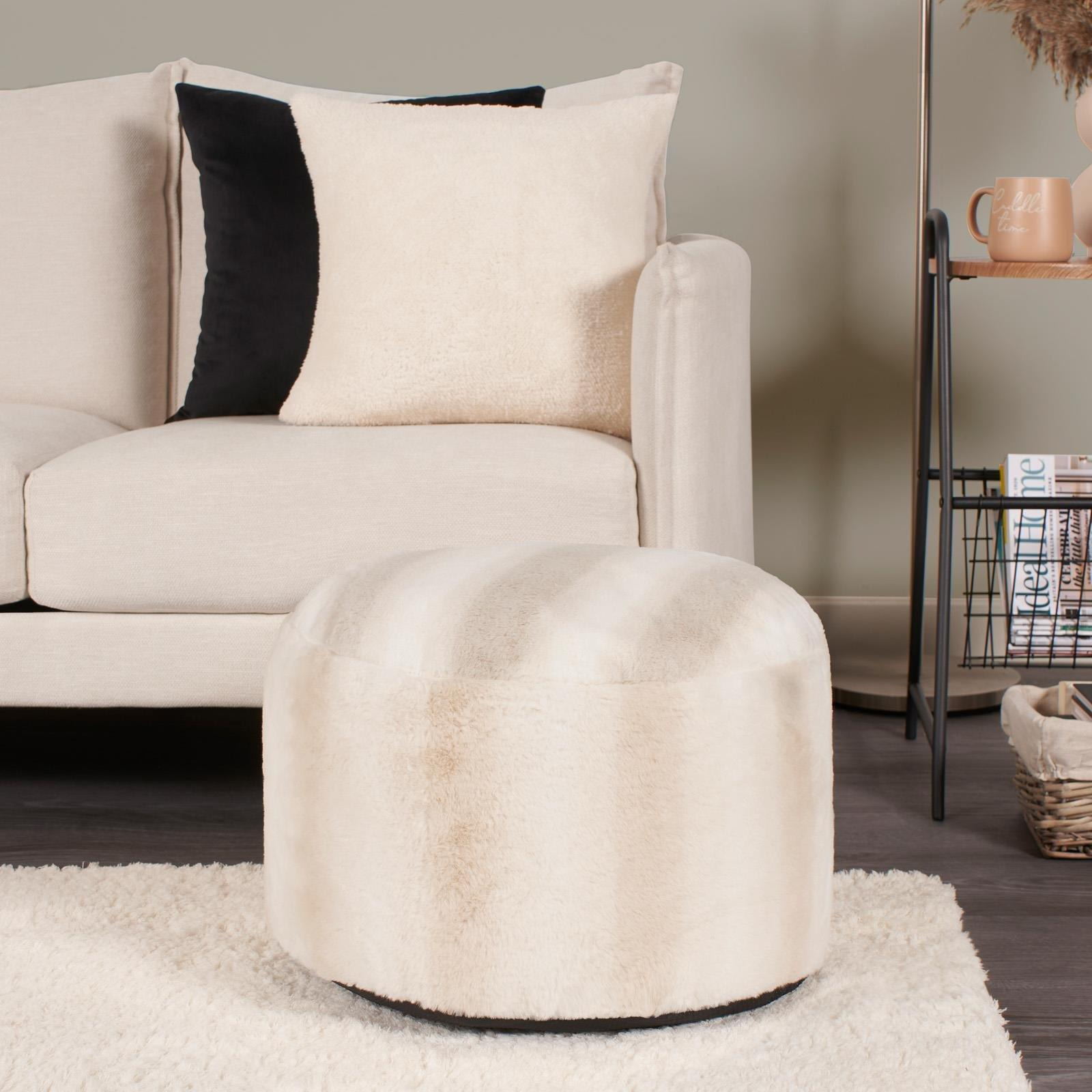 Faux Fur Footstool Beanbag Filled Fleece Chair Seat - image 1