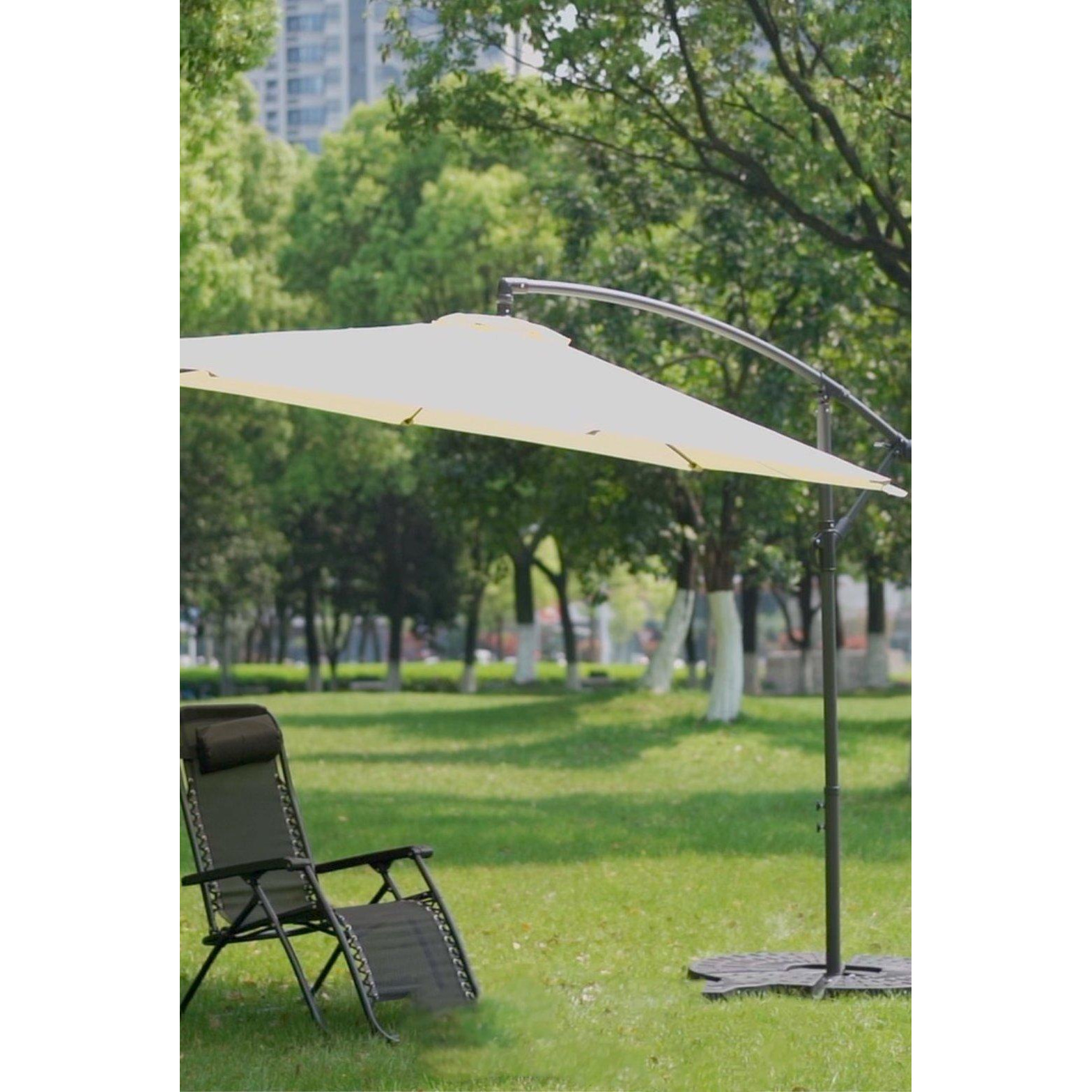 3m Outdoor Cantilever Banana Garden Parasol with Bluetooth Speaker and LED Lights - image 1