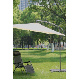 3m Outdoor Cantilever Banana Garden Parasol with Bluetooth Speaker and LED Lights - thumbnail 1