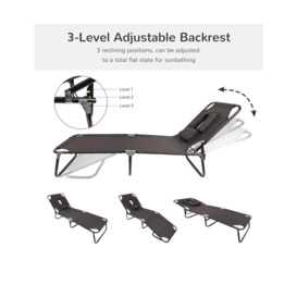 Garden sun lounger with Padded Headrest and Face Hole - thumbnail 2