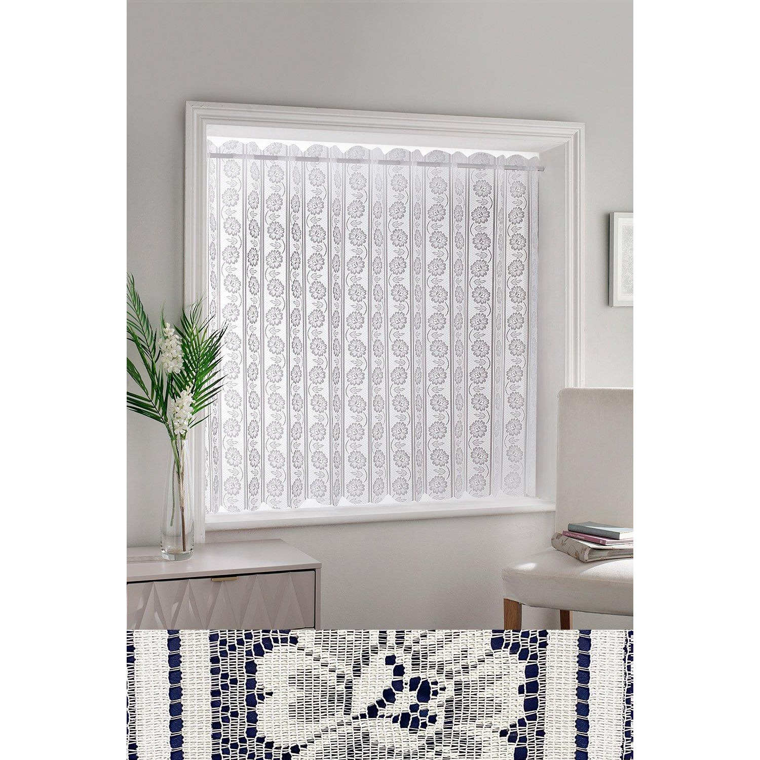 White Floral Textured Voile Louvre Vertical Pleated Window Blind Panel - image 1
