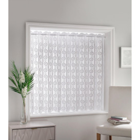 White Floral Textured Voile Louvre Vertical Pleated Window Blind Panel - thumbnail 2