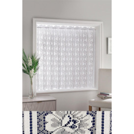 White Floral Textured Voile Louvre Vertical Pleated Window Blind Panel - thumbnail 1