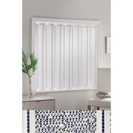White Plain Textured Voile Louvre Vertical Pleated Window Blind Panel - thumbnail 1