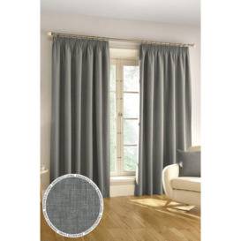 Harvard Grey 100% Blackout, Thermal, Linen Look Tape Top Pair of Curtains
