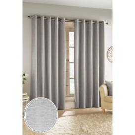 Savoy Grey 100% Blackout, Thermal, Velvet/Chenille Eyelet Pair of Curtains