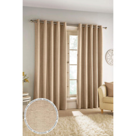 Savoy Natural 100% Blackout, Thermal, Velvet/Chenille Eyelet Pair of Curtains