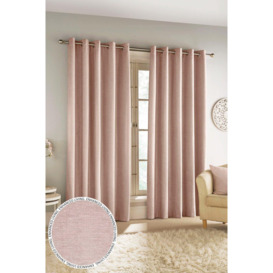 Savoy Blush 100% Blackout, Thermal, Velvet/Chenille Eyelet Pair of Curtains