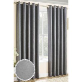 'Vogue' Grey Eyelet Thermal Noise Reducing Dim Out Curtains Pair