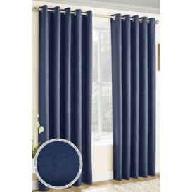 'Vogue' Navy Eyelet Thermal Noise Reducing Dim Out Curtains Pair