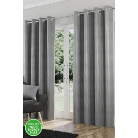 Goodwood - Thermal, Energy Saving, Dimout Eyelet Pair of Curtains with Wave Pattern - thumbnail 1