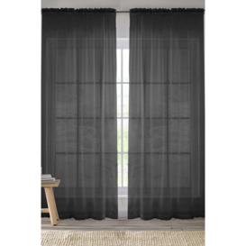 Sheer Plain Woven Voile Slot Top Curtain Panel Pair