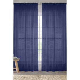 Sheer Plain Woven Voile Slot Top Curtain Panel Pair - thumbnail 1