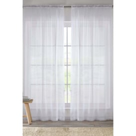 Sheer Plain Woven Voile Slot Top Curtain Panel Pair - thumbnail 1