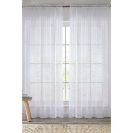 Sheer Plain Woven Voile Slot Top Curtain Panel Pair