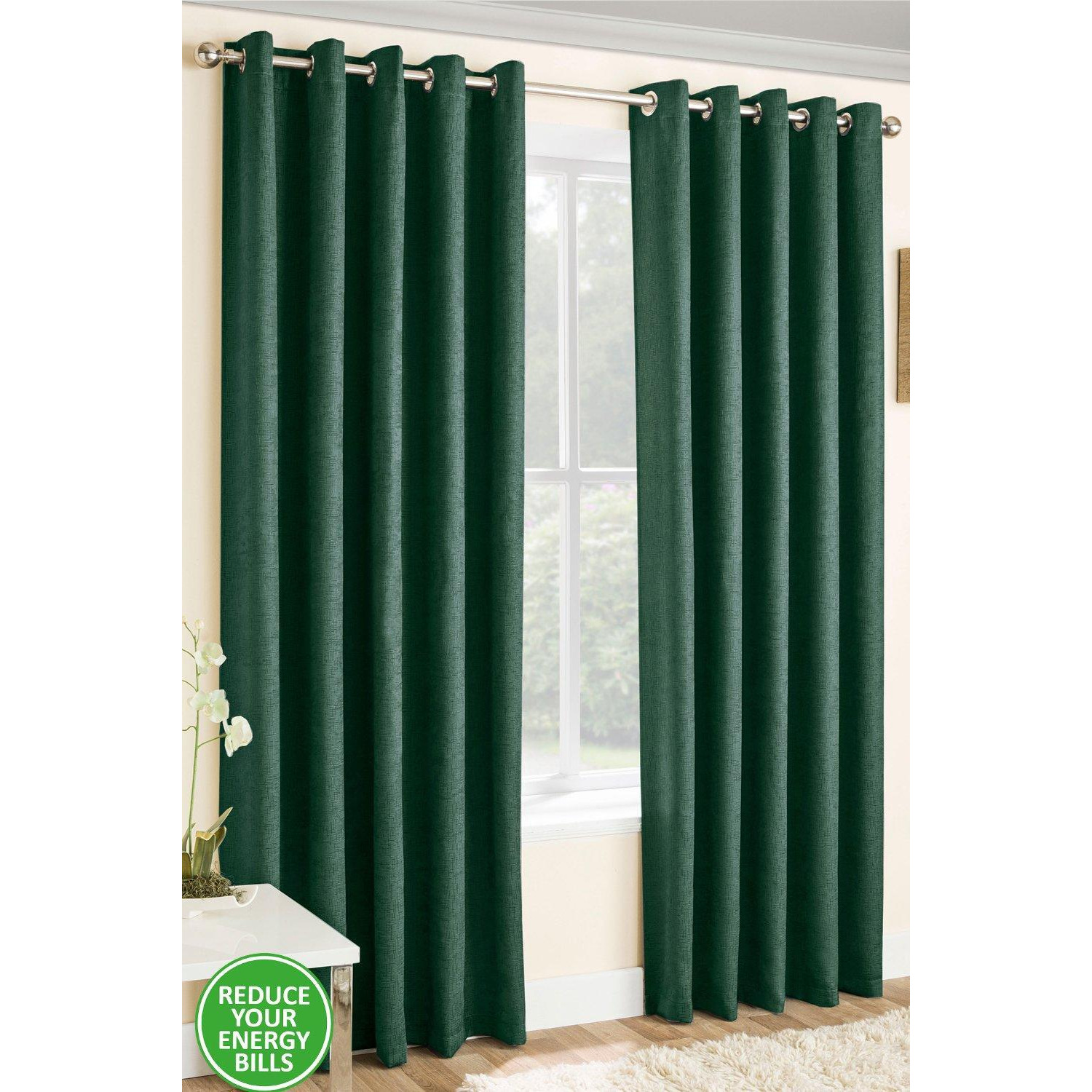 Pair of Eyelet Thermal Noise reducing Dim Out Curtains - image 1