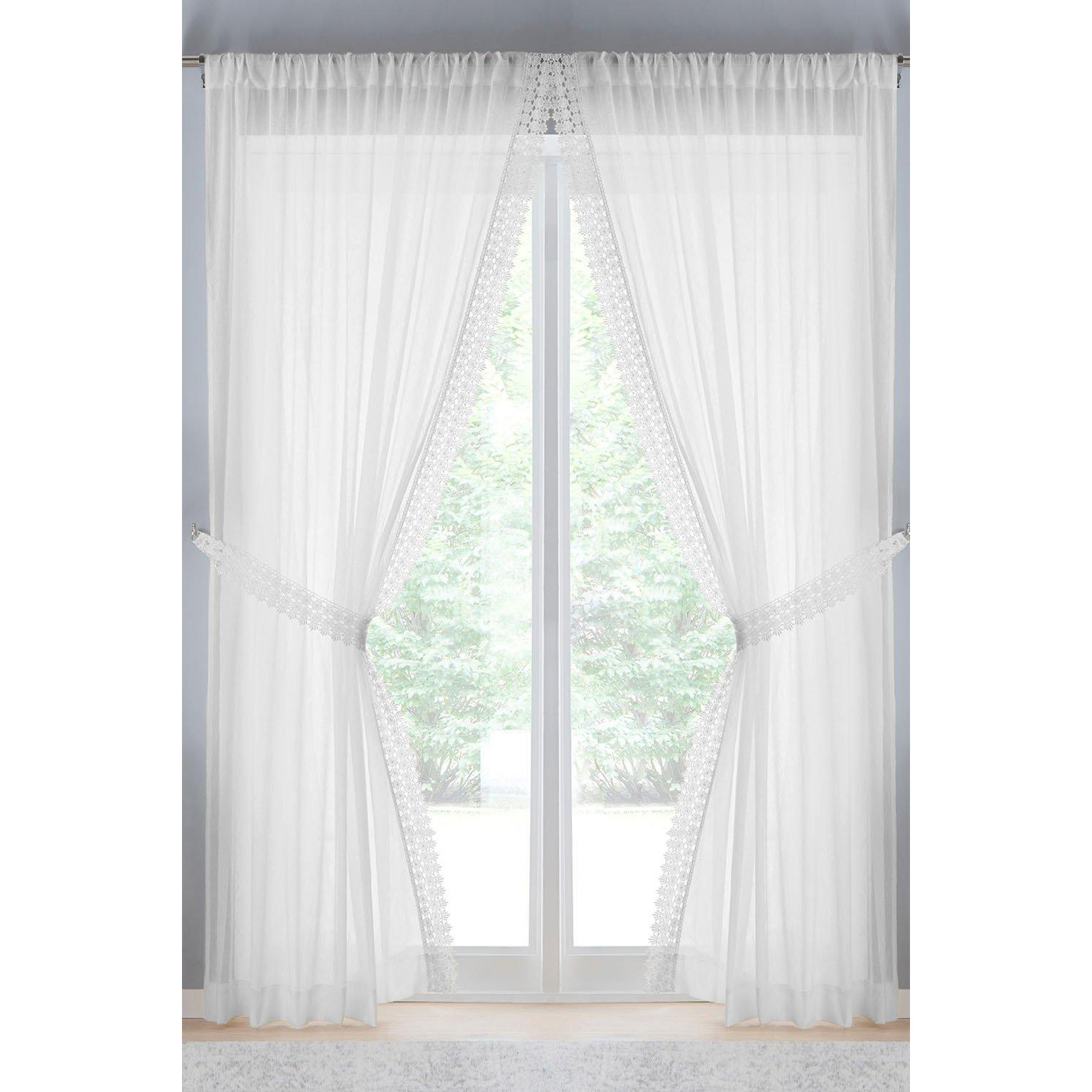 Windsor Crushed Voile Panel with Marame Trim and Tie Back - Pair - image 1