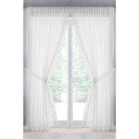 Windsor Crushed Voile Panel with Marame Trim and Tie Back - Pair