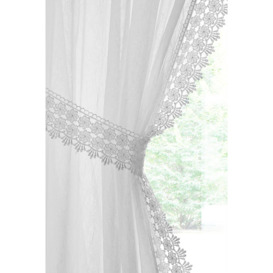 Windsor Crushed Voile Panel with Marame Trim and Tie Back - Pair - thumbnail 2