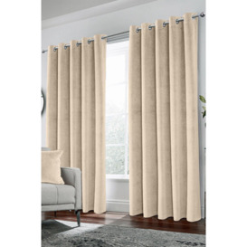 Velvet, Supersoft, 100% Blackout, Thermal Pair of Curtains with Eyelet Top
