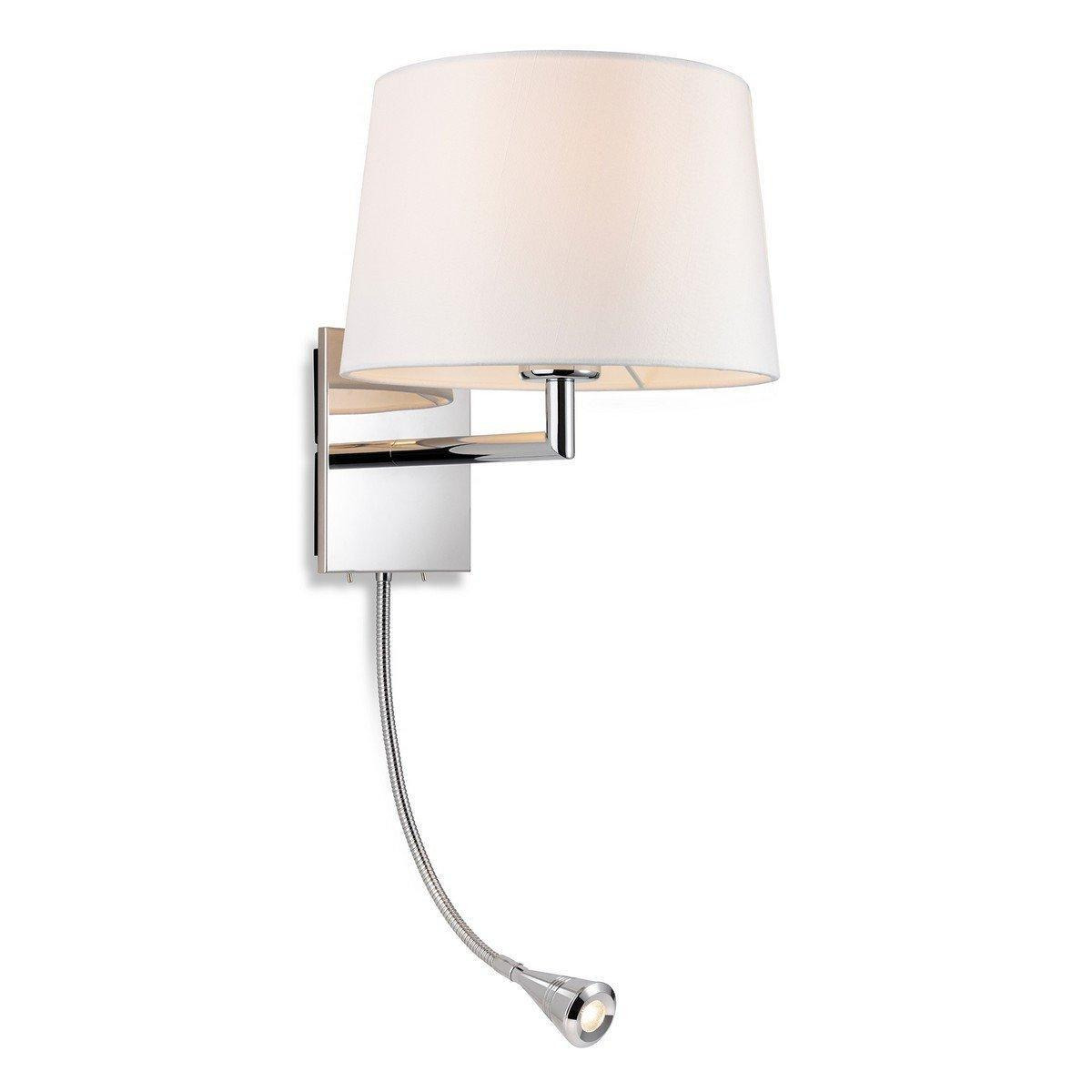 Grand Wall Lamp with Adjustable Switched Reading Light Chrome with Cream Shade