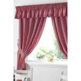 Gingham Red Checked Kitchen Curtains