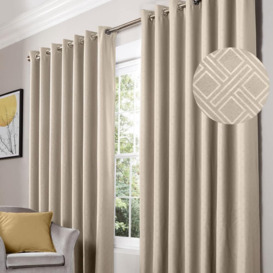 Diamond Blackout Eyelet Curtains Thermal Lined Ready Made Curtains - thumbnail 1