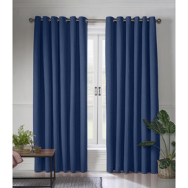 Linen Look Ring Top Blackout Curtains