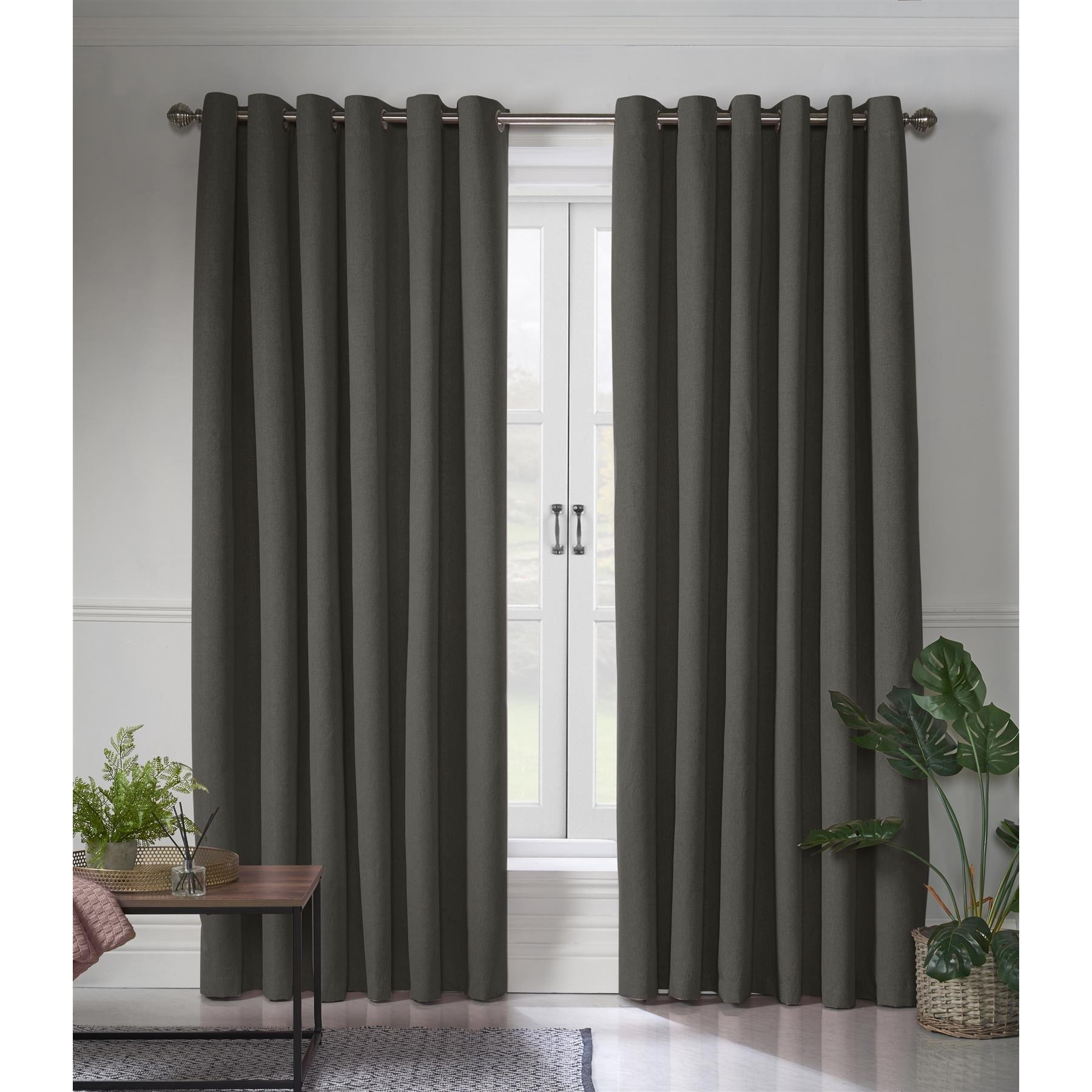 Linen Look Ring Top Blackout Curtains - image 1