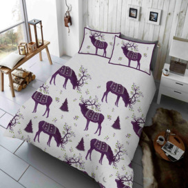 Printed Polycotton Christmas Duvet Cover With Pillowcases