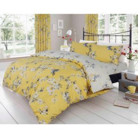 Printed Polycotton Birdie Blossom Duvet Cover With Pillowcases