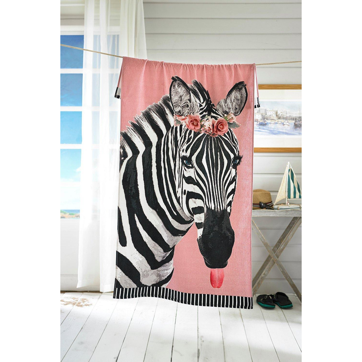 Zebra Printed Velour 75x150cm Cotton Beach Towel - image 1