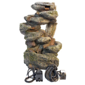 Rock Effect Cascading Water Feature Waterfall with Lights 55cm